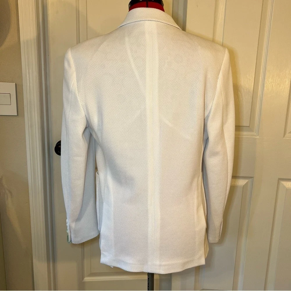 Tom Baine Slim Fit Performance Stretch Waffle Solid Sport Coat White Mens Large